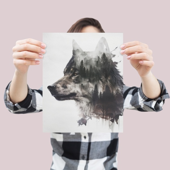 Wolf Animal Portrait Wall Art Illustration Print Poster Card Unframed - Picture 3 of 6